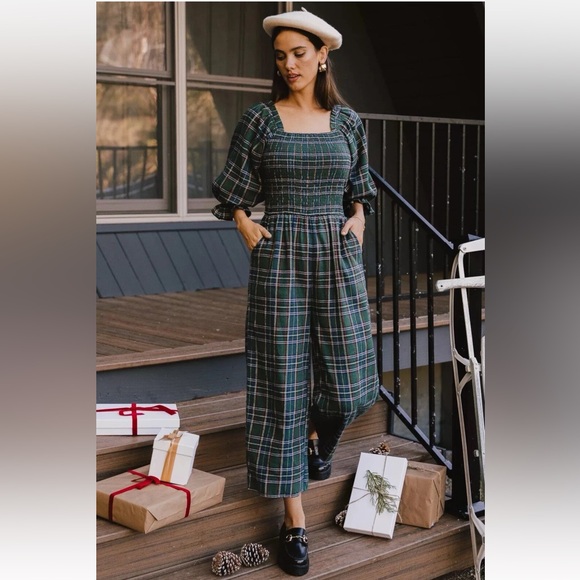 Ivy City Co Pants - NWT Ivy City Co Madeline Jumpsuit in Green Plaid small